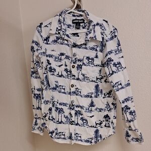 Lands' End Kids Blue and White Button Down Shirt